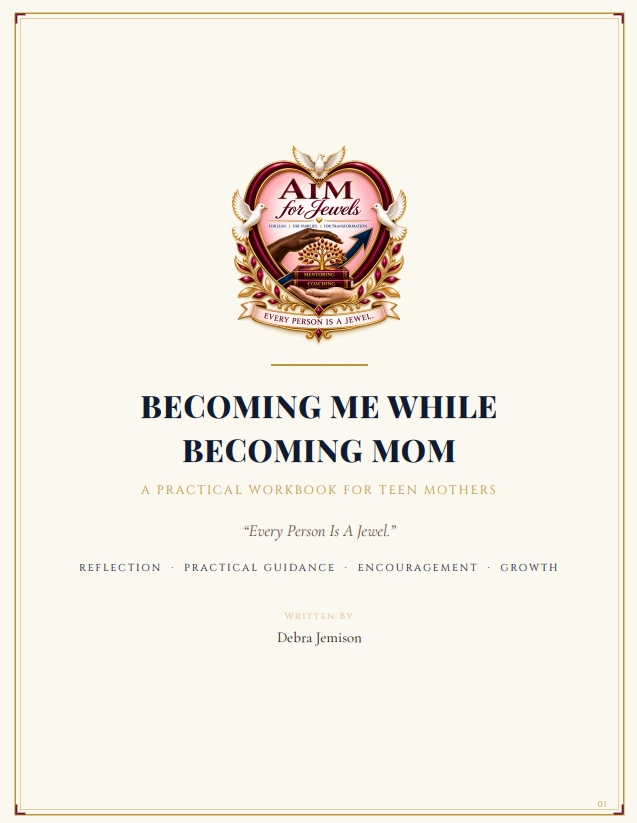Cover of Becoming Me While Becoming Mom, a practical workbook for teen mothers