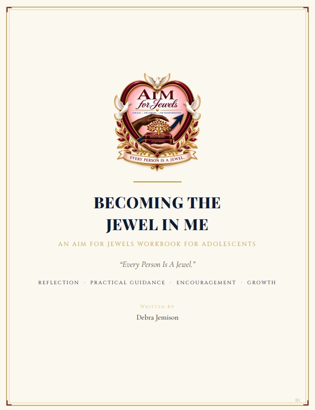 Cover of Becoming the Jewel in Me, an AIM For Jewels workbook for adolescents